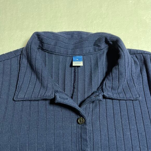 Old Navy Ribbed Quarter Button Up Shirt Dress Size Medium Effortless Knee Length - Picture 5 of 8